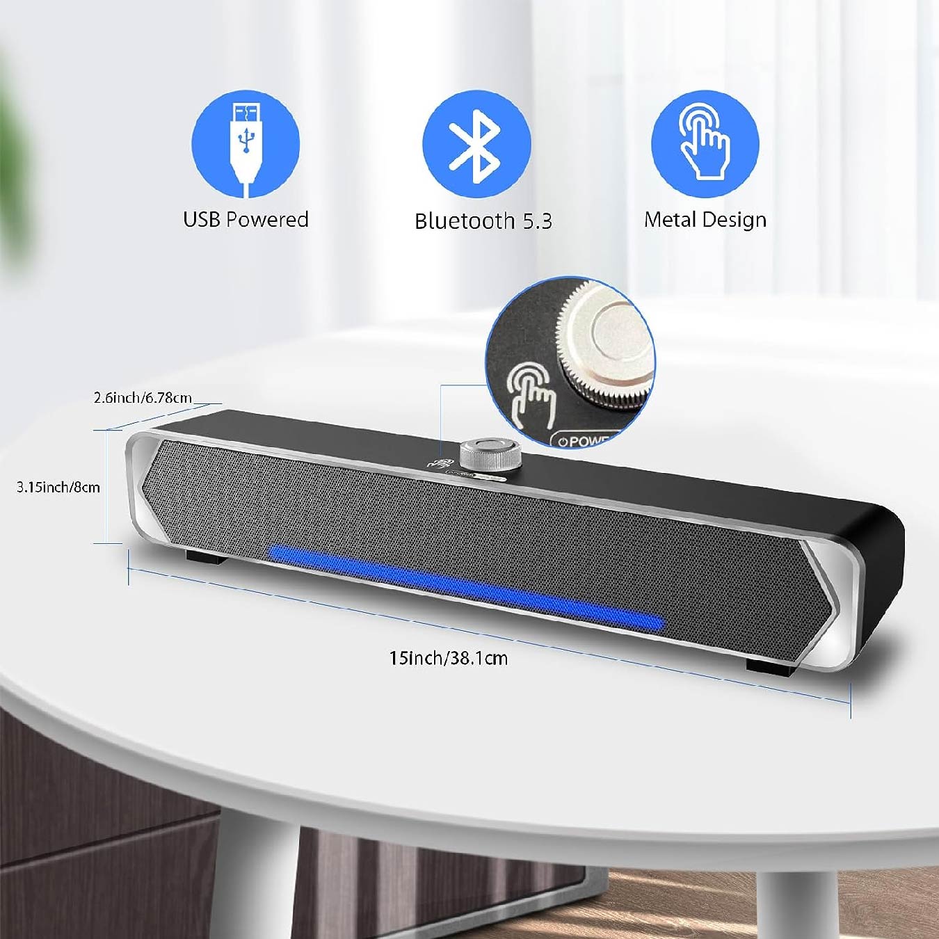 Barra de Sonido Bluetooth 5.3 con Cable y alimentación USB