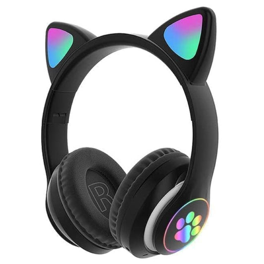 Auriculares Inalámbricos Luz LED Cascos Diadema Orejas de Gato para niños